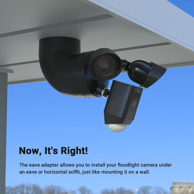 Holicfun Eave Mount for Ring Floodlight Cam Wired Plus/Pro, Blink Wired Floodlight Camera, and Wyze Floodlight Camera v2/Pro - Black - Image 4